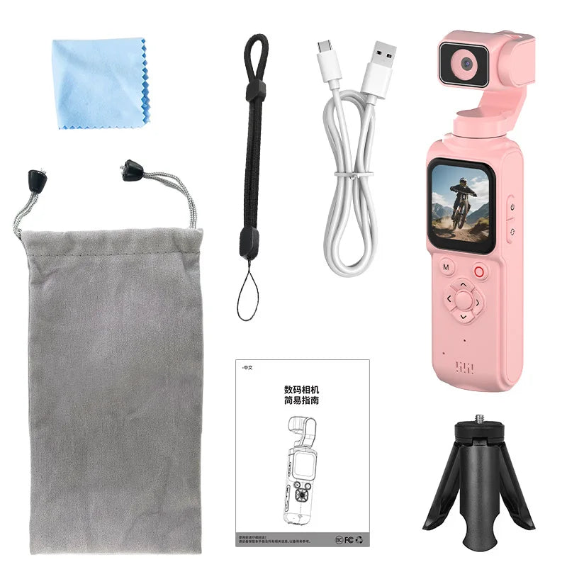 4K Vlog Pocket Gimbal Camera with Face Tracking, 18x Zoom, WiFi, 2400mAh Battery–Handheld Stabilizer for YouTube,TikTok