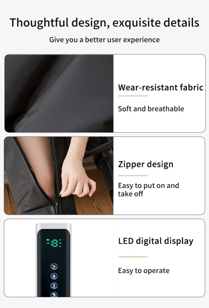 JinKairui Electric Pneumatic Leg Massager Extended Version for Deep Relaxation of Thighs, Calves and Feet with Remote Control