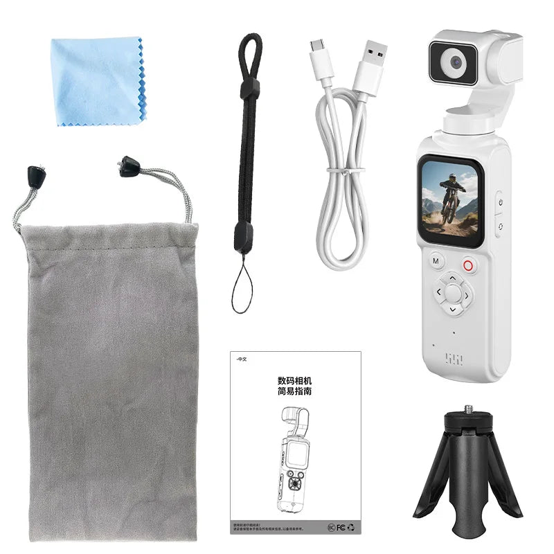 4K Vlog Pocket Gimbal Camera with Face Tracking, 18x Zoom, WiFi, 2400mAh Battery–Handheld Stabilizer for YouTube,TikTok