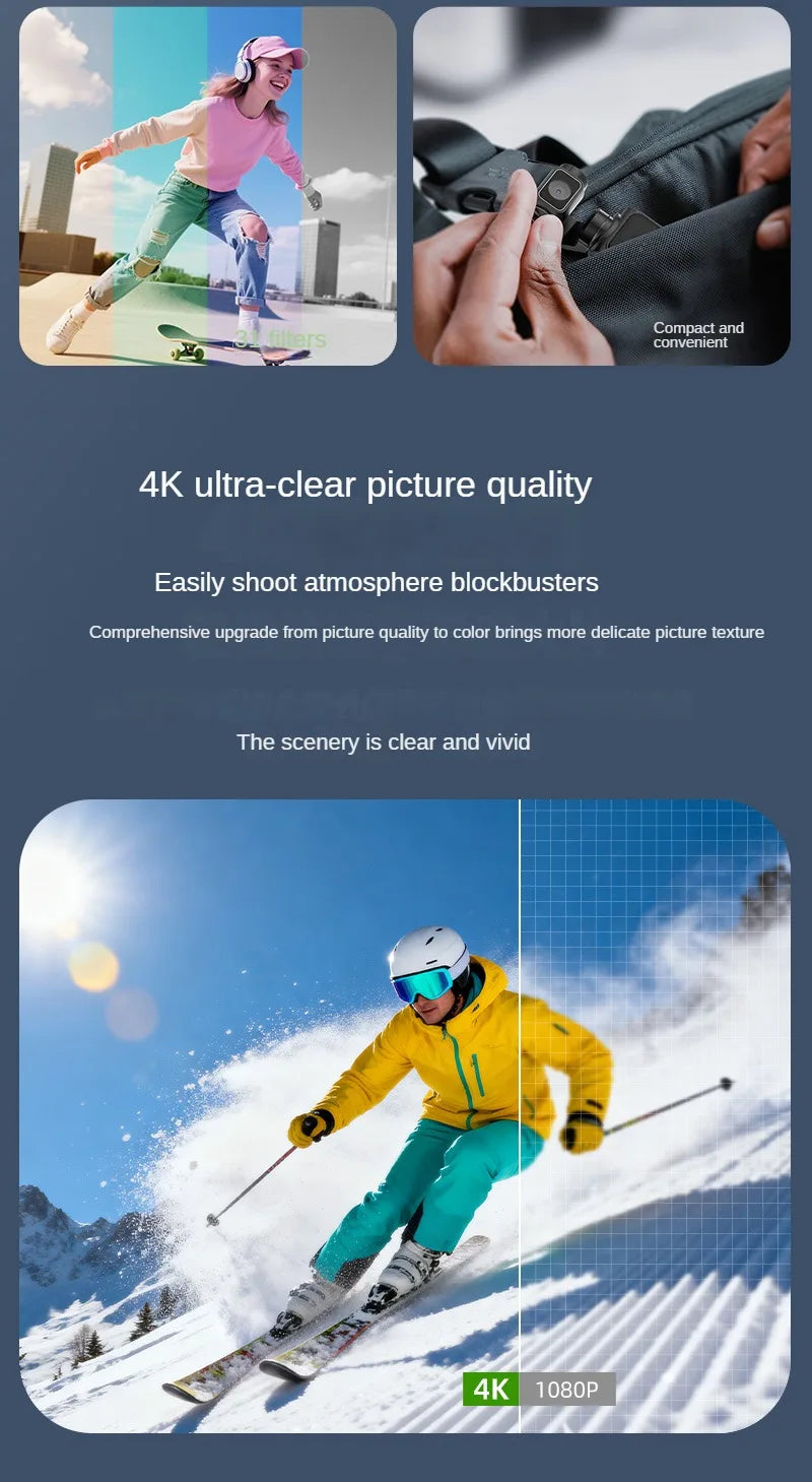 4K Vlog Pocket Gimbal Camera with Face Tracking, 18x Zoom, WiFi, 2400mAh Battery–Handheld Stabilizer for YouTube,TikTok