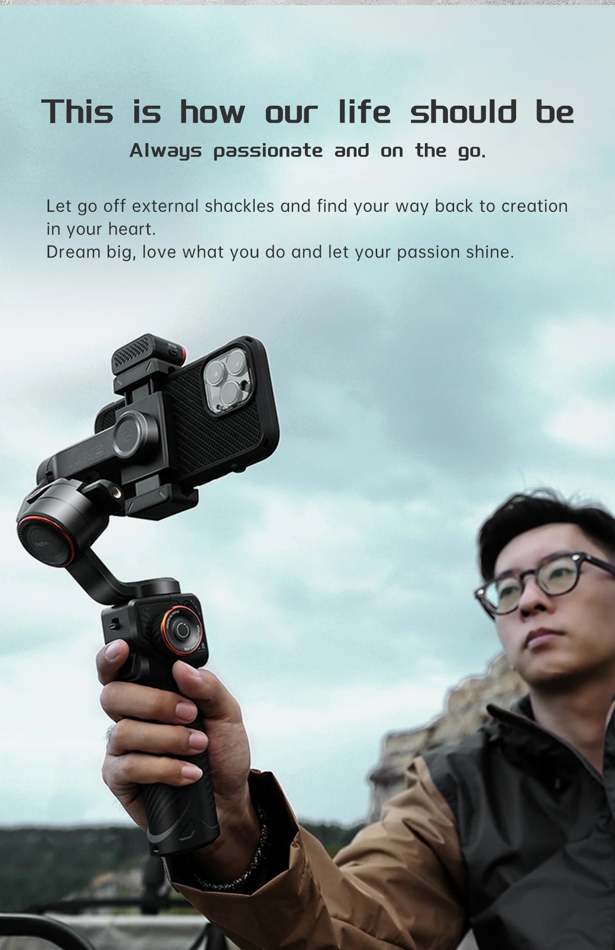 Hohem iSteady M6 3-Axis Gimbal Stabilizer Foldable Selfie Stick With APP Control&Magnetic Fill Light for Smartphone Cell Phone