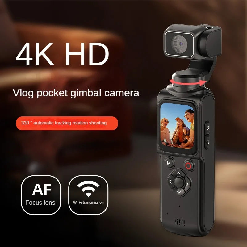 4K Vlog Pocket Gimbal Camera with Face Tracking, 18x Zoom, WiFi, 2400mAh Battery–Handheld Stabilizer for YouTube,TikTok