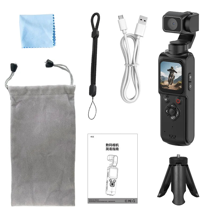 4K Vlog Pocket Gimbal Camera with Face Tracking, 18x Zoom, WiFi, 2400mAh Battery–Handheld Stabilizer for YouTube,TikTok