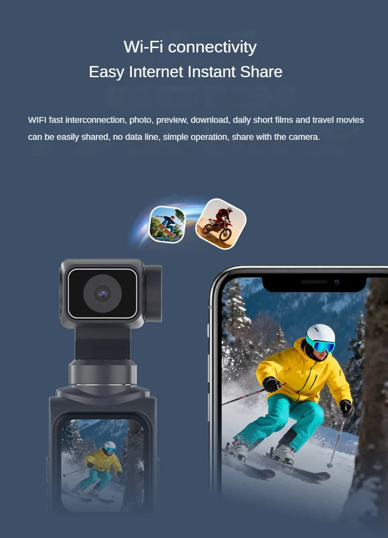 4K Vlog Pocket Gimbal Camera with Face Tracking, 18x Zoom, WiFi, 2400mAh Battery–Handheld Stabilizer for YouTube,TikTok