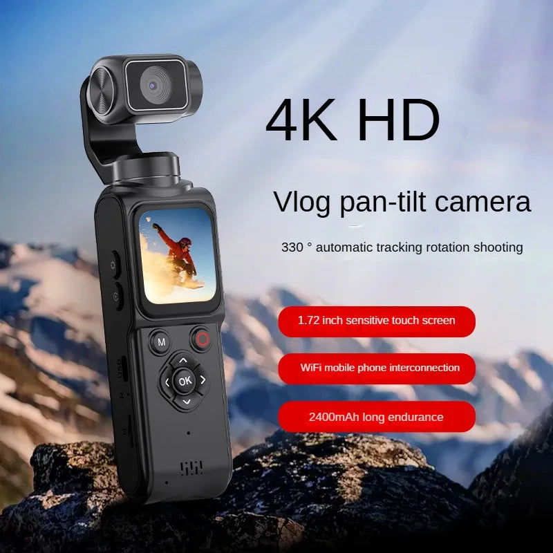 4K Vlog Pocket Gimbal Camera with Face Tracking, 18x Zoom, WiFi, 2400mAh Battery–Handheld Stabilizer for YouTube,TikTok