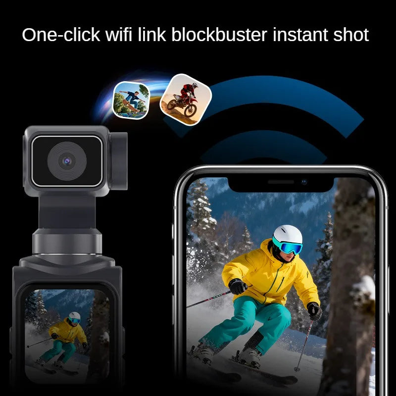 4K Vlog Pocket Gimbal Camera with Face Tracking, 18x Zoom, WiFi, 2400mAh Battery–Handheld Stabilizer for YouTube,TikTok